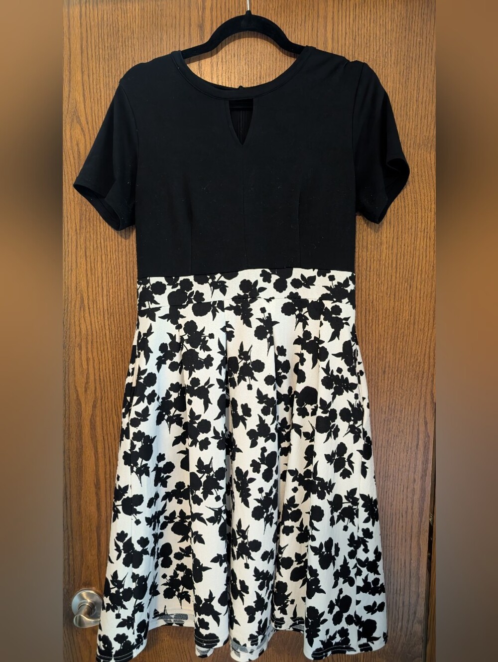 Black & White Floral Fit-and-Flare Dress